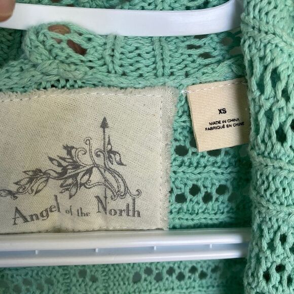 Anthro Crochet Mint Long Sleeves Open Front Cardigan - Picture 4 of 9